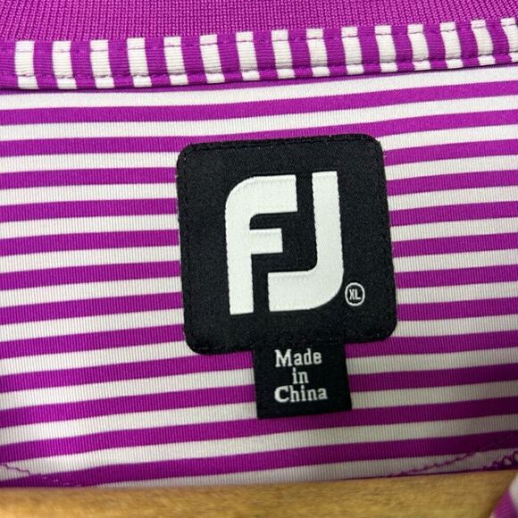 FootJoy Purple Micro Striped Short Sleeve Ombré Golf Polo Men’s Size XL - Picture 7 of 14
